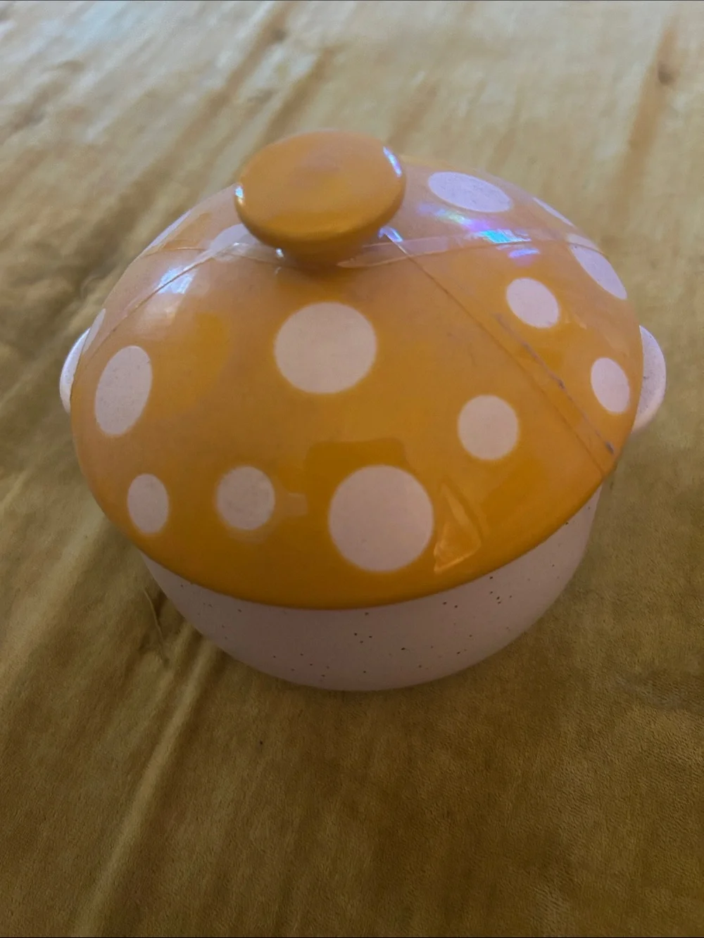 Cost Plus World Market Yellow Polka Dot Ceramic Lidded Jar